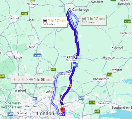 Cambridge to London City Airport