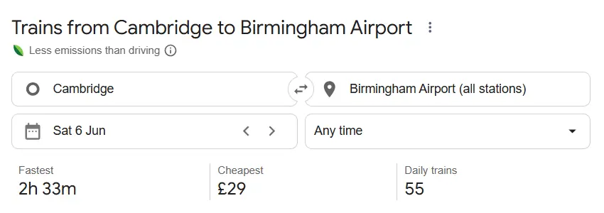 cheapest way to get to birmingham airport